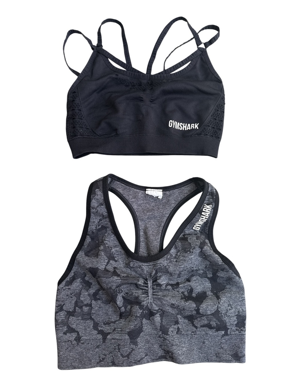 Gymshark Bundle 2 Black & Charcoal Seamless Workout Bras Duo